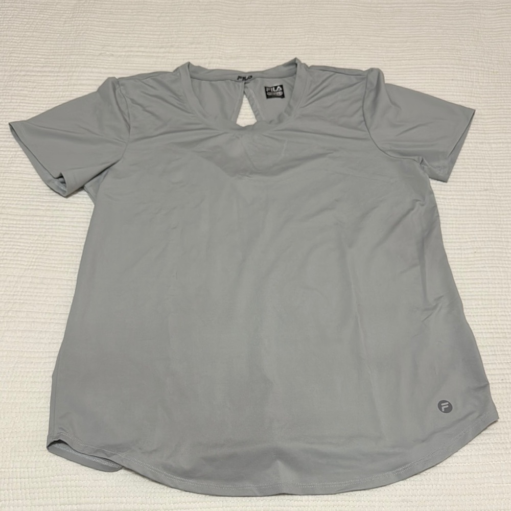 Fila Gray Short Sleeve Cut Out T-Shirt Sz M